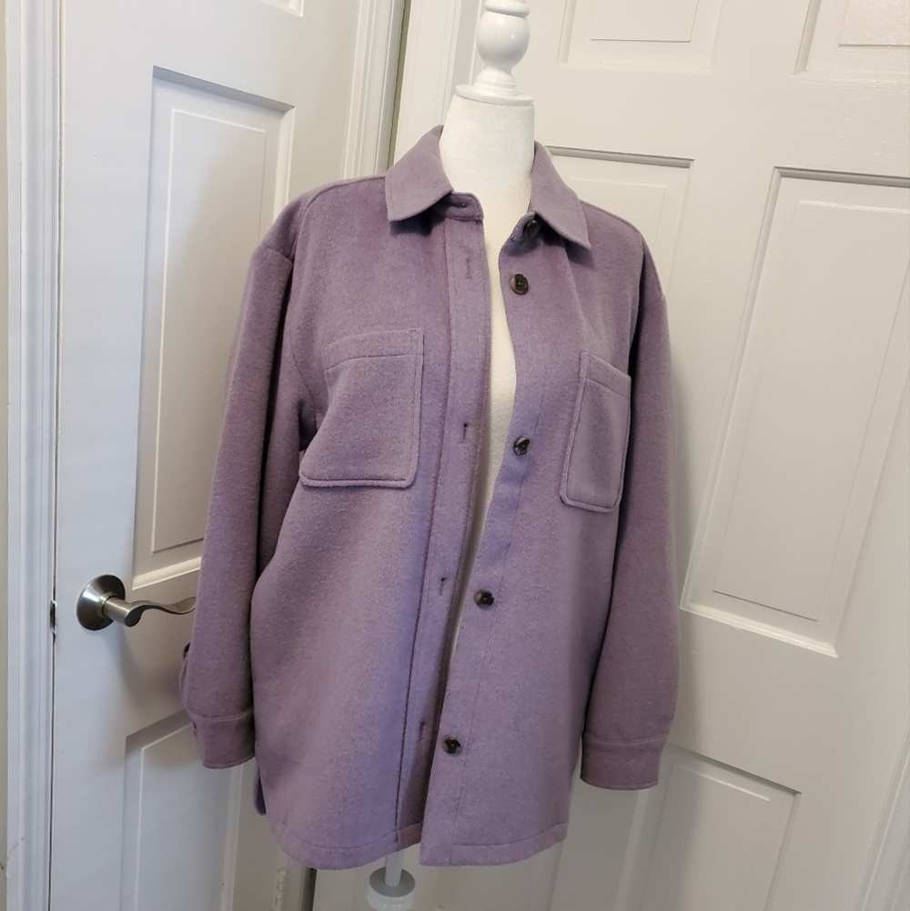 NWOT GAP purple recycled wool blend Jacket Size Large tall, classic, casual